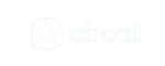 Logotipo en blanco de Aircall, solución de telefonía en la nube para equipos comerciales y de soporte.